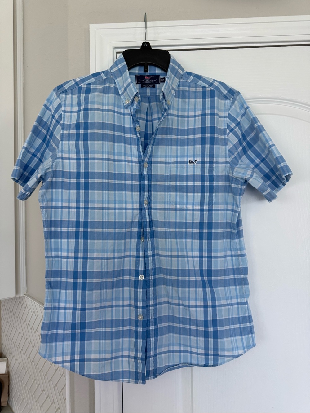 Vineyard Vines Blue Plaid Short-Sleeve Button-Down Size medium